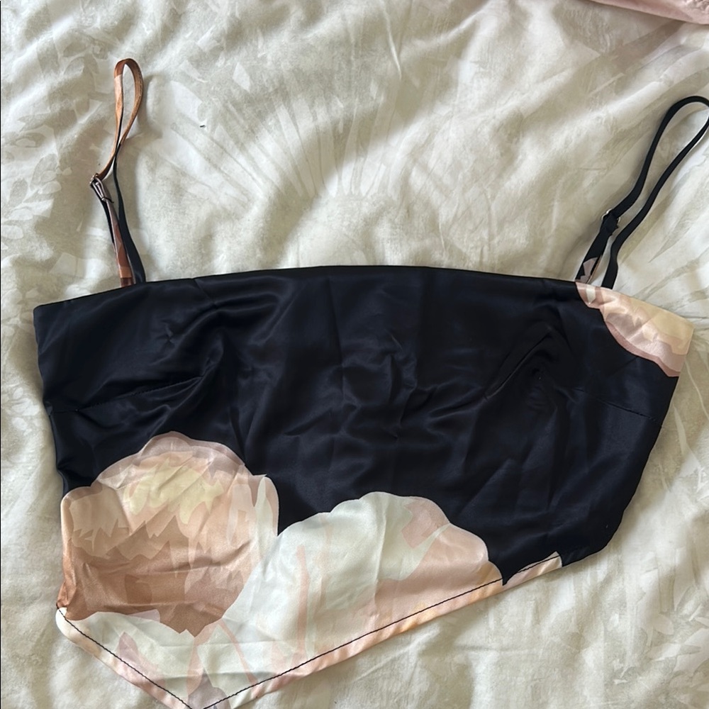 Peppermayo Black Satin Crop Top US XS
